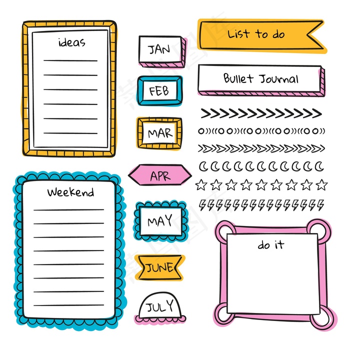 手绘项目符号轴颈元件