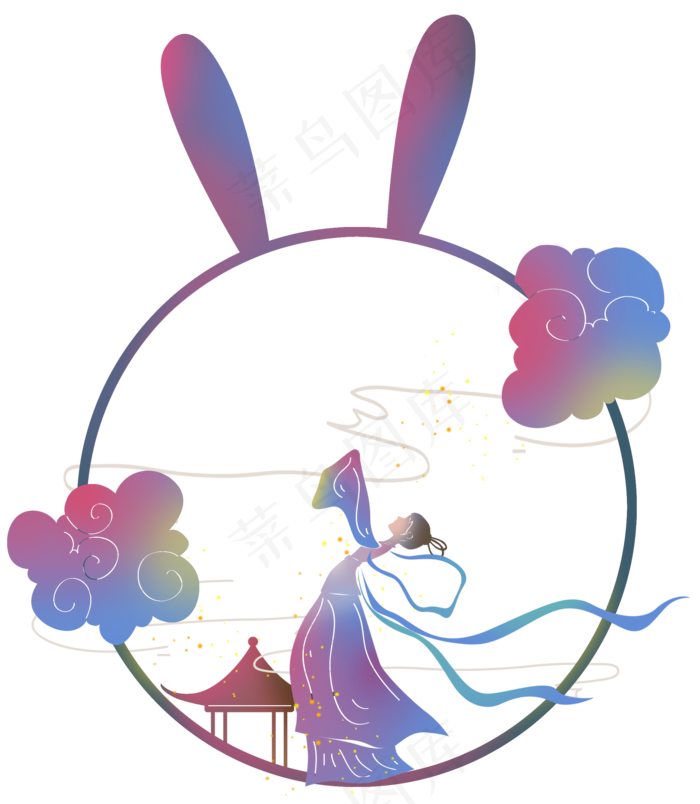 剪纸中秋节嫦娥(2048X2352(DPI:132))psd模版下载