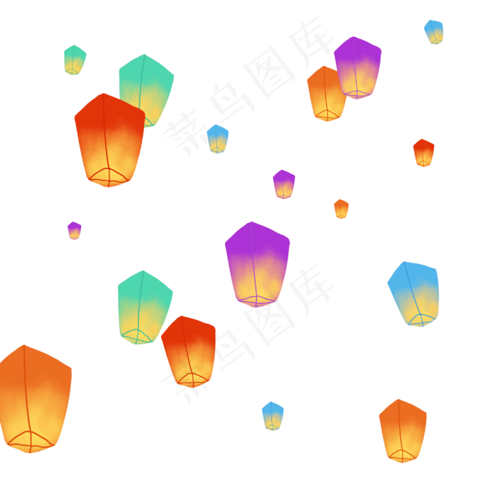 彩色孔明灯(3000X3000(DPI:300))psd模版下载