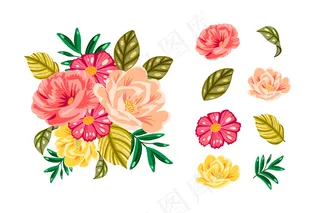 彩色2d花束套装