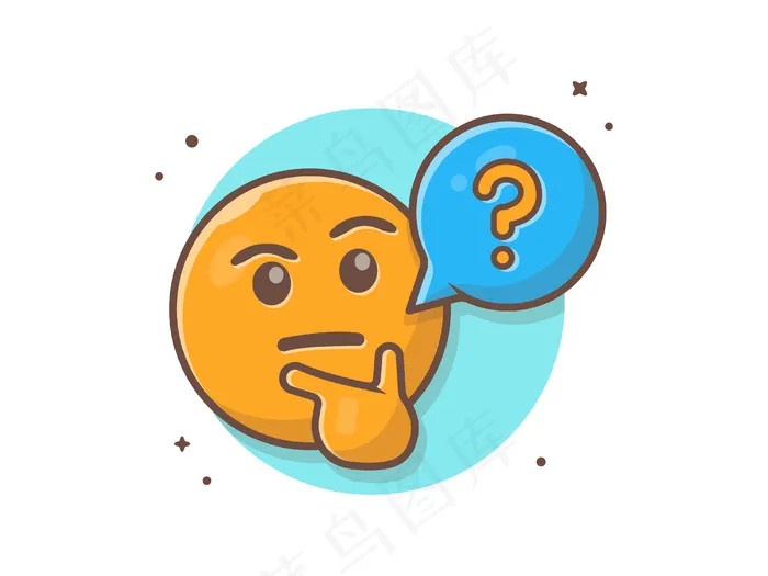 用问题语音泡泡和拇指矢量剪贴画来思考和混淆面部表情艺术eps,ai矢量模版下载