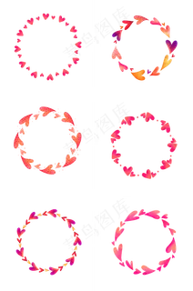 水彩爱心圆环组图1