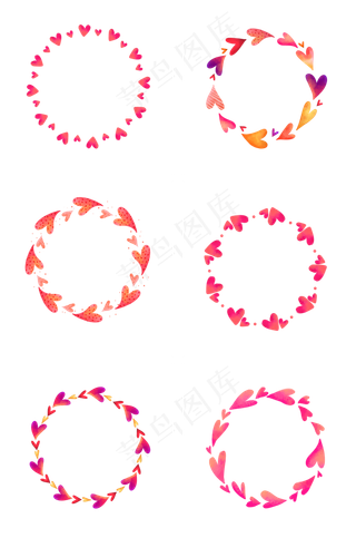 水彩爱心圆环组图1