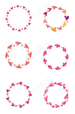 水彩爱心圆环组图1