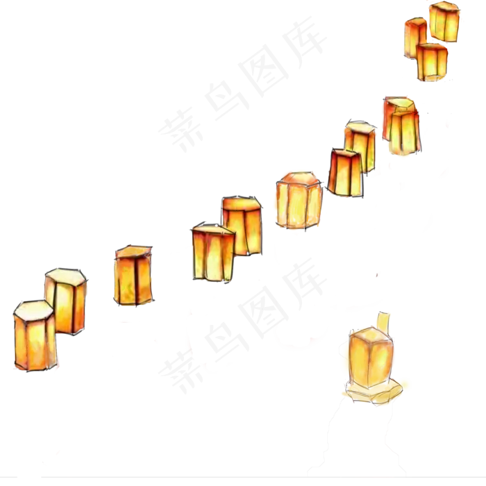 中元节河灯祈福免扣图(2000X2000(DPI:300))psd模版下载