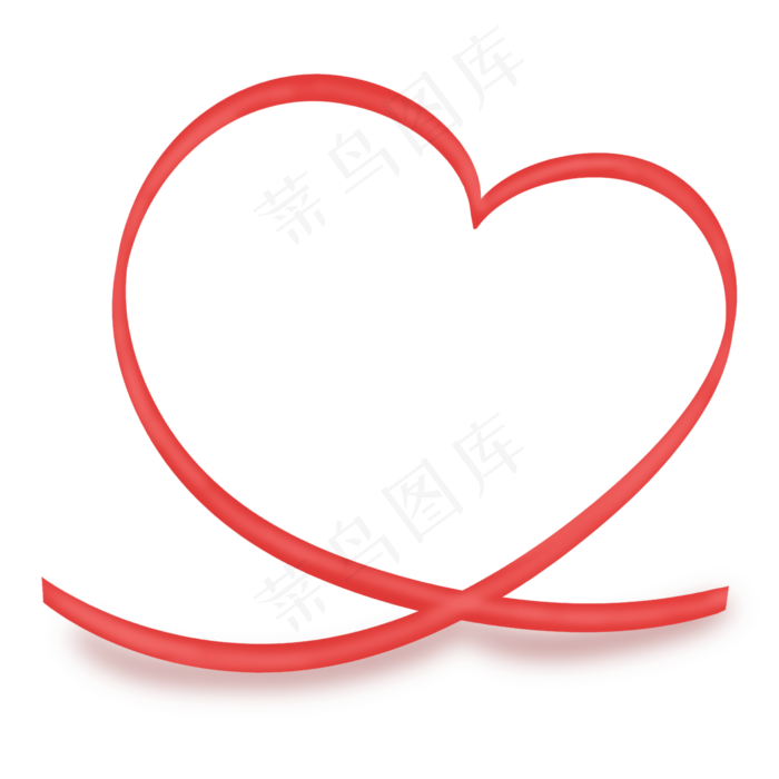 红色细长可爱七夕情人节爱心