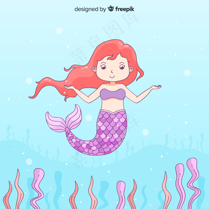 手绘美人鱼背景