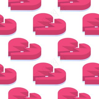 红色破碎的心无缝模式。