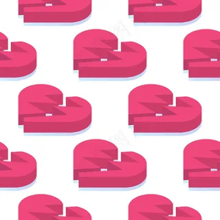 红色破碎的心无缝模式。