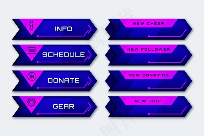 Twitch流面板概念eps,ai矢量模版下载