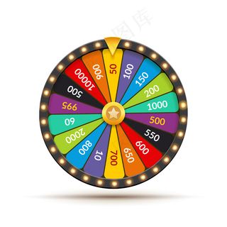 幸运轮彩票幸运插图。赌场的机会游戏。赢得财富轮盘赌。赌博机会休闲