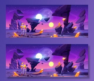 在遥远星系的外星人上的宇航员穿着西装戴着头盔