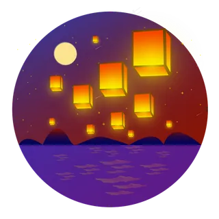 中秋节孔明灯矢量元素