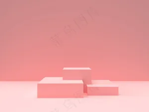 粉红色粉彩产品站在背景上。抽象极小几何概念