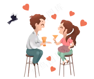 七夕节微醺情侣二人