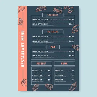 数字餐厅菜单垂直格式