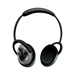 耳机。黑色音乐耳机或游戏耳机。