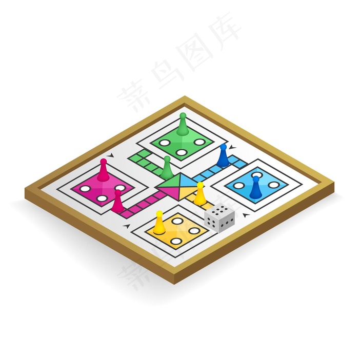 不同视角下的Ludo棋盘游戏eps,ai矢量模版下载