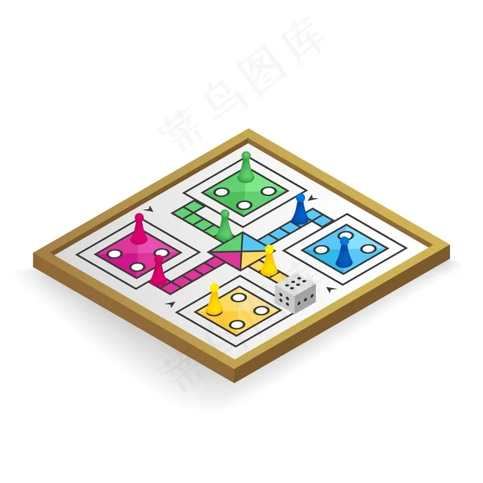 不同视角下的Ludo棋盘游戏eps,ai矢量模版下载