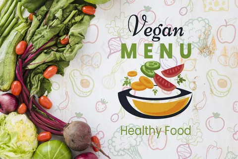 纯素菜单和复制空间背景