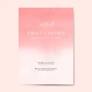 粉色婚礼请柬矢量