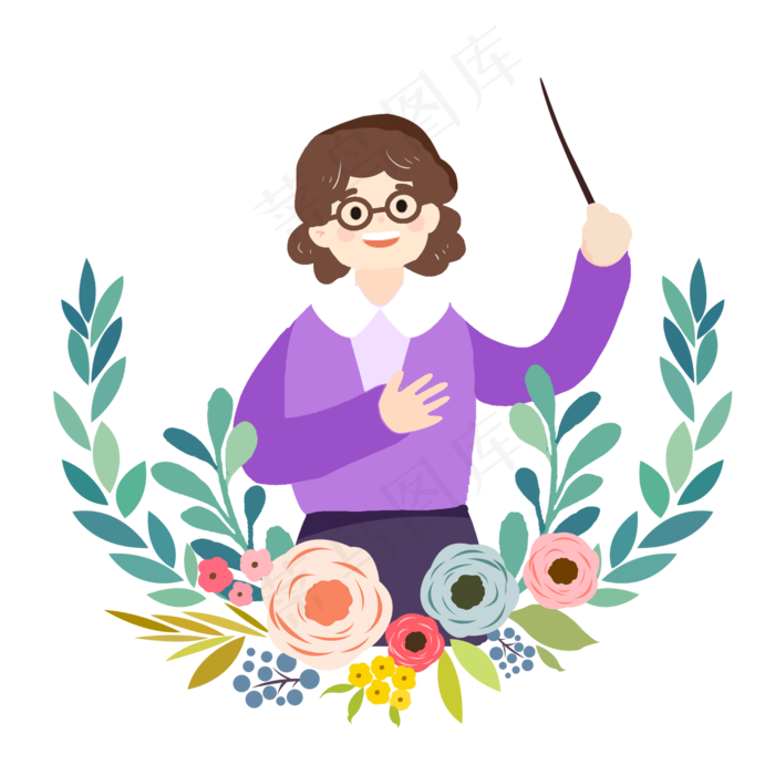 教师节女老师形象PNG