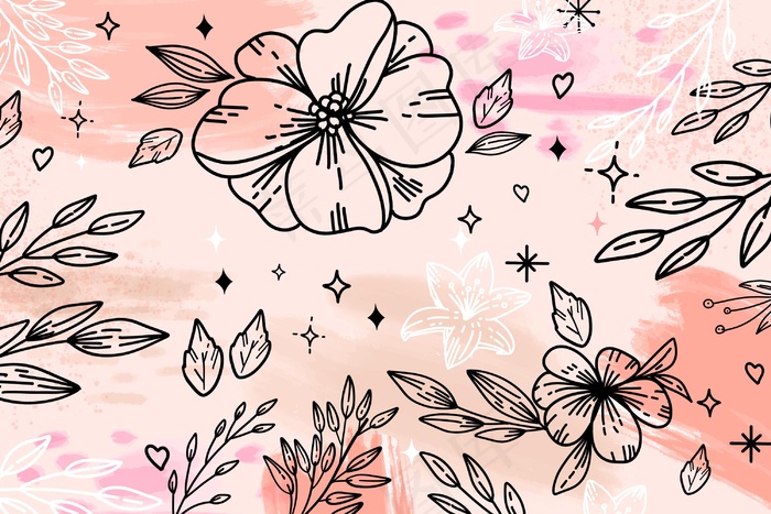 大轮廓花叶水彩背景