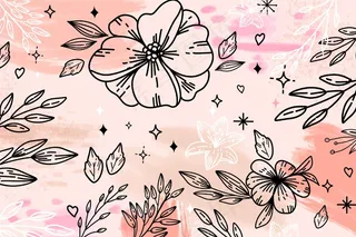 大轮廓花叶水彩背景