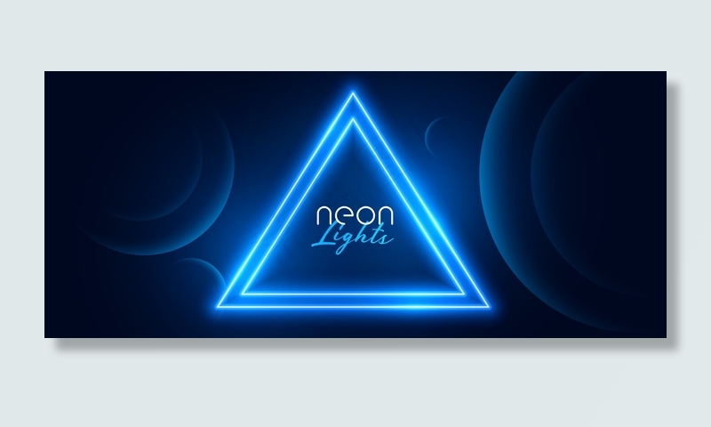 蓝色霓虹灯圆形灯框设计