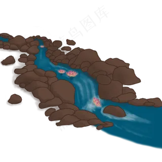 中元节鬼节卡通放莲灯小溪