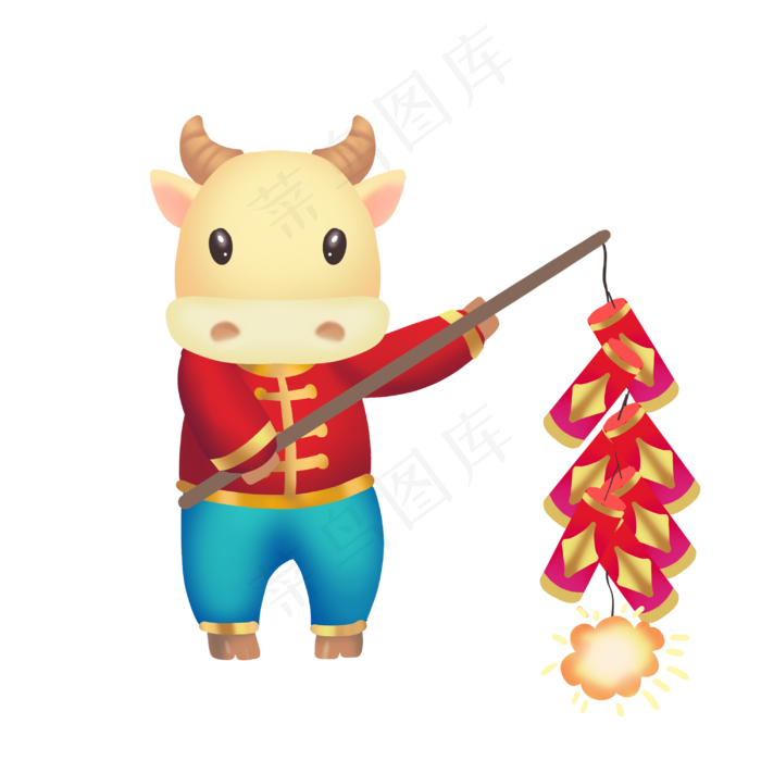 牛年小牛放鞭炮(3000X3000(DPI:300))psd模版下载