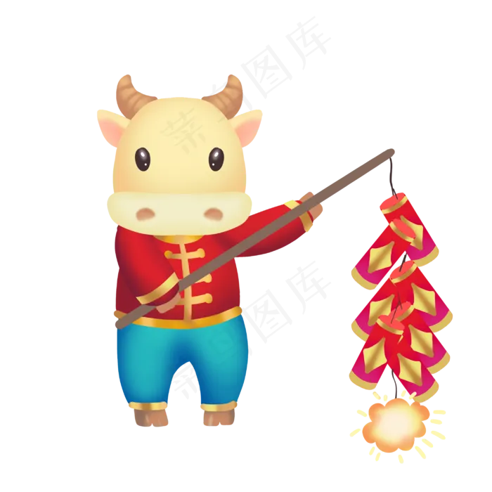 牛年小牛放鞭炮(3000X3000(DPI:300))psd模版下载