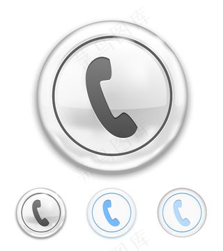 白色按钮上的矢量电话图标