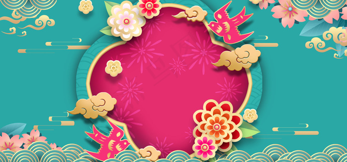 2021牛年新年中国风海报背景