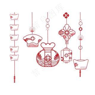 红色剪纸新年挂饰