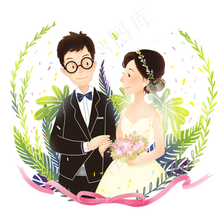 时尚情侣婚纱卡通
