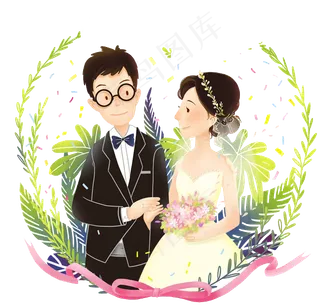 时尚情侣婚纱卡通