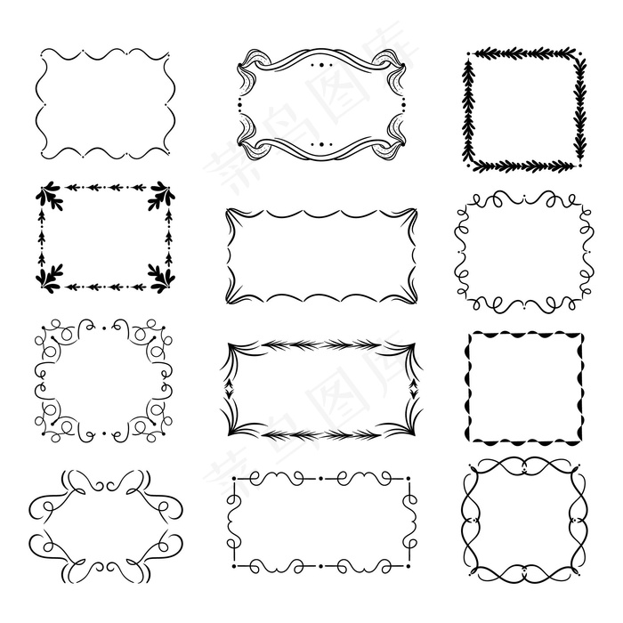 一组精美的装饰框eps,ai矢量模版下载