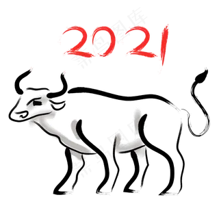 2021水墨牛年