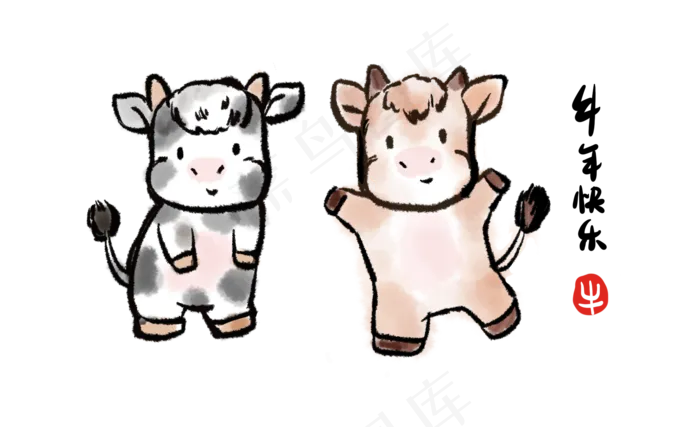 水墨风牛年快乐(2062X1257(DPI:300))psd模版下载