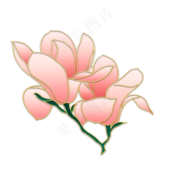 中秋节立体金边粉色玉兰花(2000X2000(DPI:300))psd模版下载