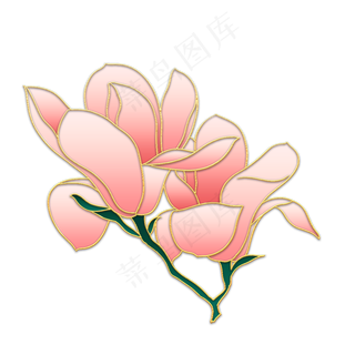 中秋节立体金边粉色玉兰花