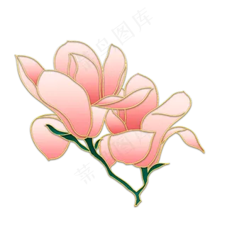 中秋节立体金边粉色玉兰花