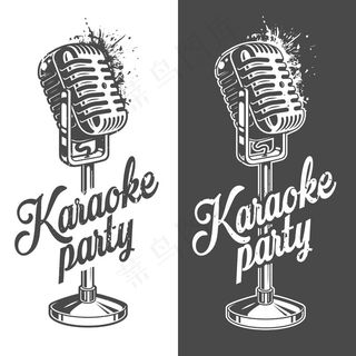 带有垃圾效果的卡拉OK横幅banner