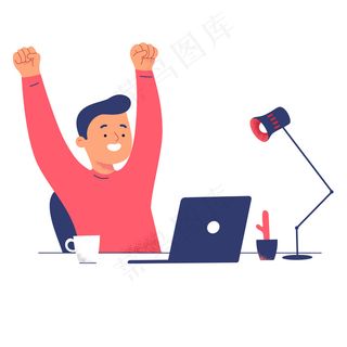 男人成功的笔记本电脑把工作从家里的电脑里解脱出来了