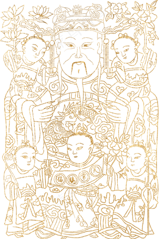 金线描春节人物