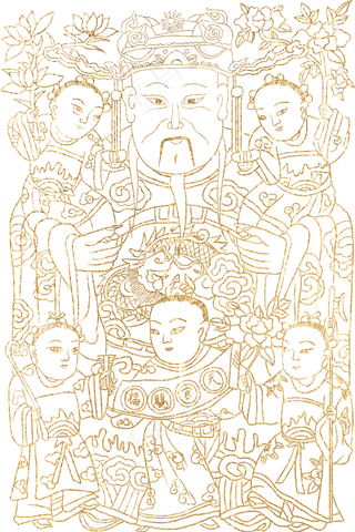 金线描春节人物