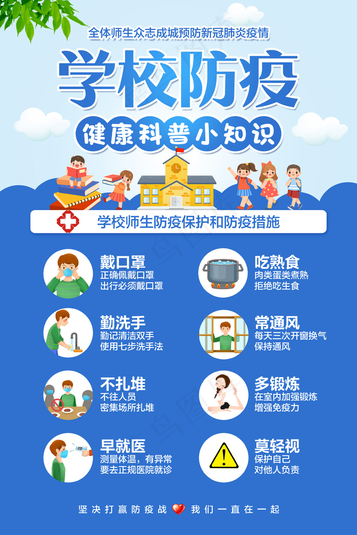 学校防疫海报psd模版下载