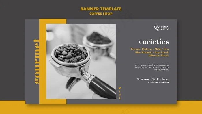 咖啡店横幅banner模板概念psd模版下载