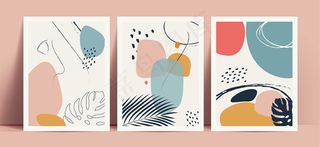 抽象的树叶和彩色水磨石背景的几何轮廓。适用于装饰墙纸、书皮、宣传单,DM传单或菜单设计。